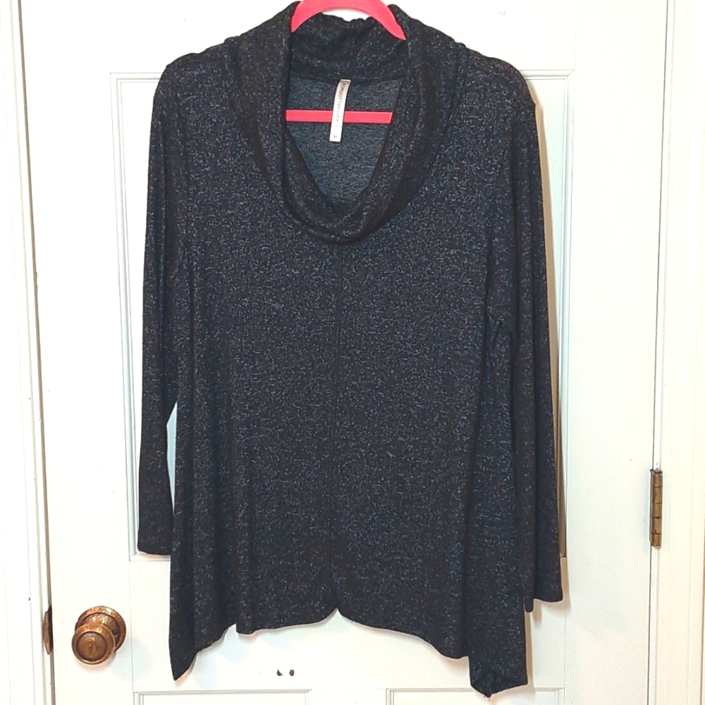 Nordstrom Black Speckled Cowl Neck Swing Top, Size M